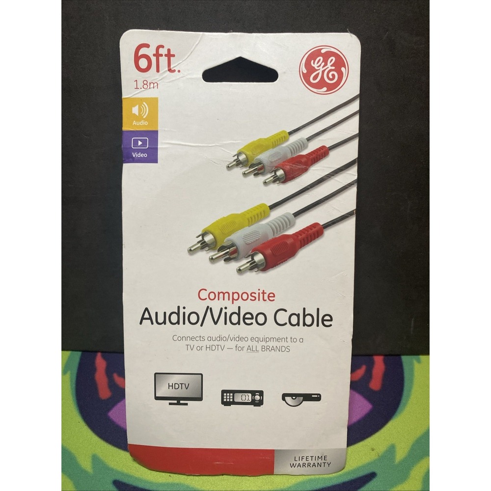 GE 6ft Composite Audio/Video Cable - RCA (Yellow/White/Red) - New in Box B2